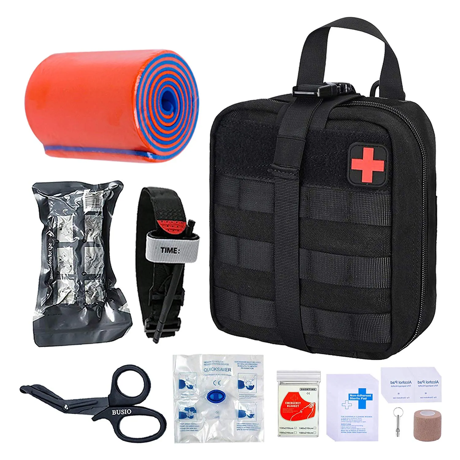 TOUROAM Tactical Emergency First Aid Kit | MOLLE Admin Pouch  EMT Survival Trauma Kit