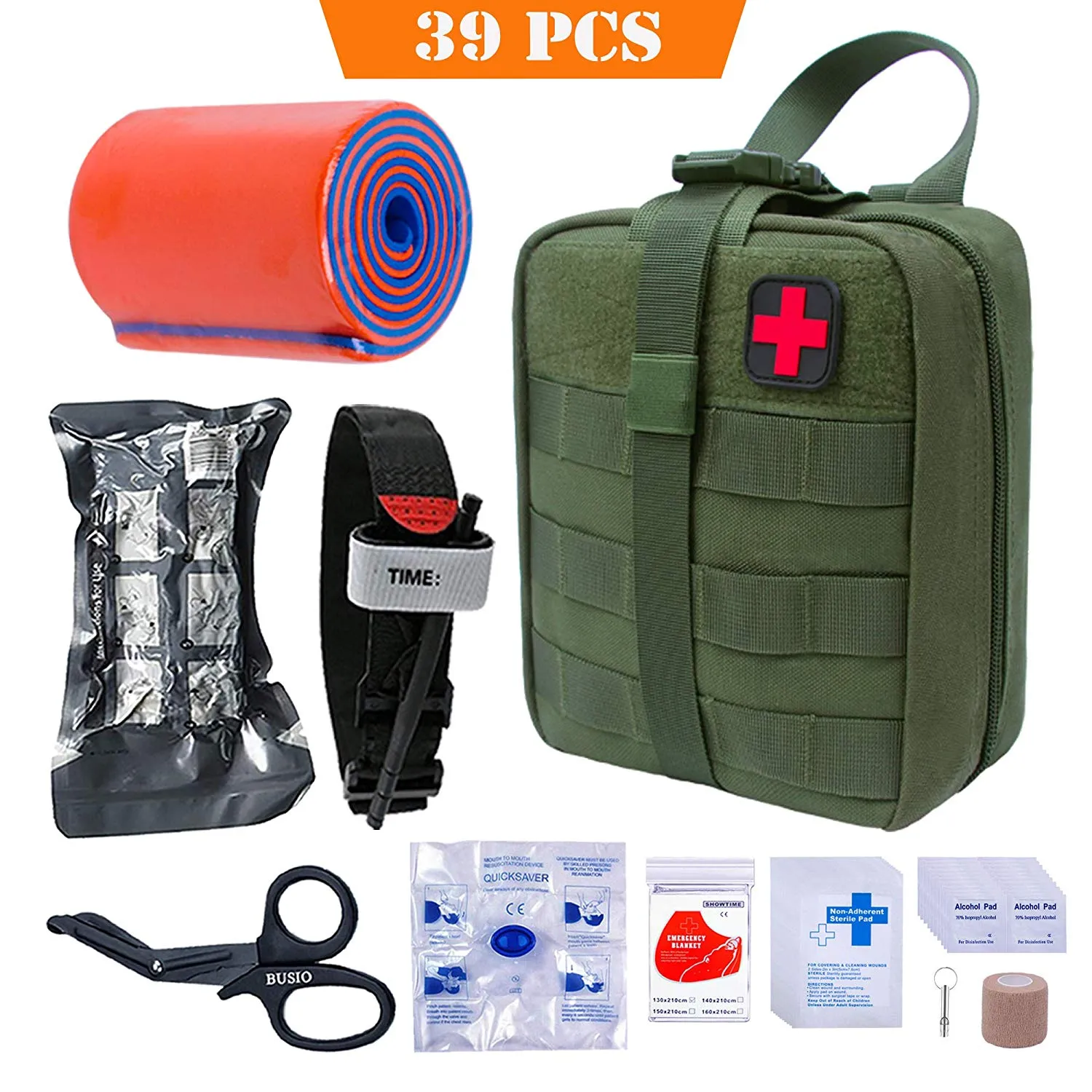 TOUROAM Tactical Emergency First Aid Kit | MOLLE Admin Pouch  EMT Survival Trauma Kit