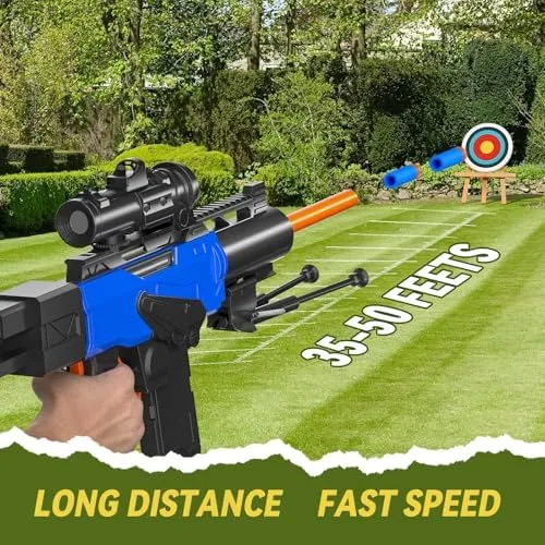 Toy Gun Automatic Sniper Rifle with Scope, Tactical Vest Kit, Toy Foam Blasters with 200 Soft Bullets, 2 Magazinine and Bipod, Electric Gun for Boys Age 8-12, Gifts for Birthday Christmas