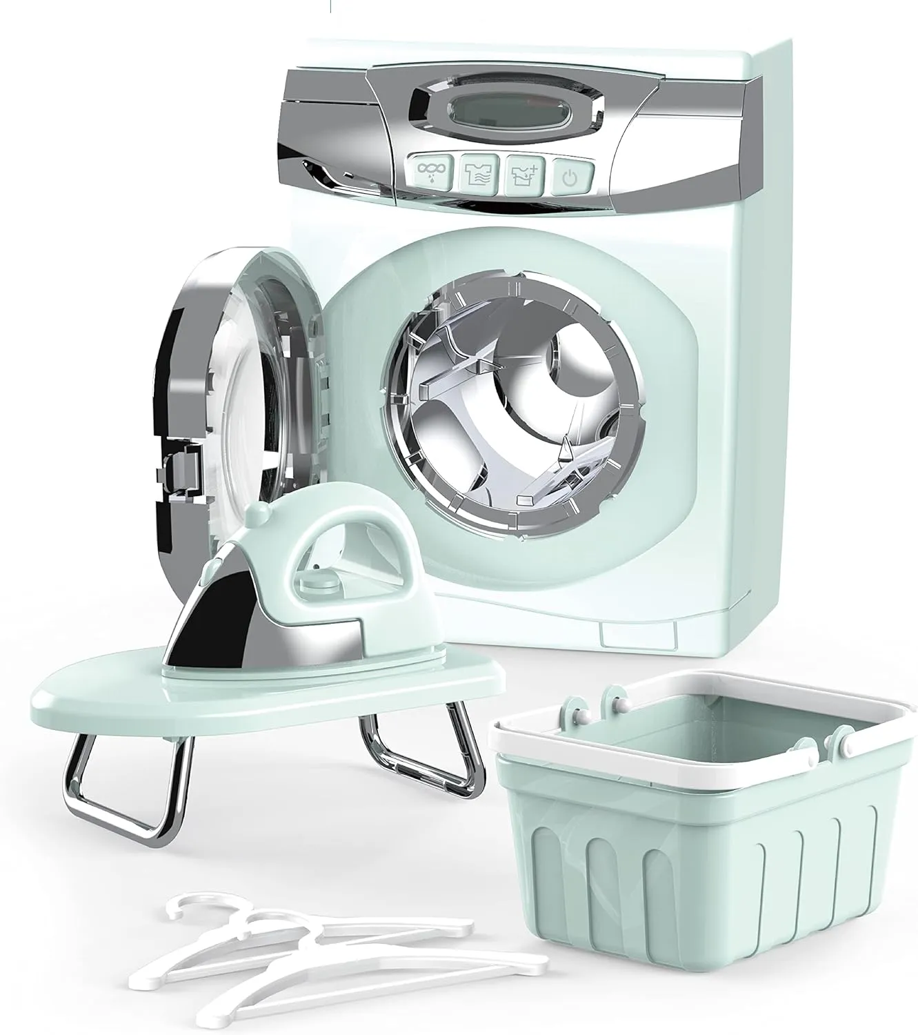 Toy Washing Machine Laundry Set for Kids,Pretend Toy Play Washer and Dryer Set Laundry Playset Machine for Kids,Toy Toddler Mini Washing Machine Little Washer（Blue）