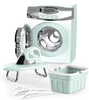 Toy Washing Machine Laundry Set for Kids,Pretend Toy Play Washer and Dryer Set Laundry Playset Machine for Kids,Toy Toddler Mini Washing Machine Little Washer（Blue）