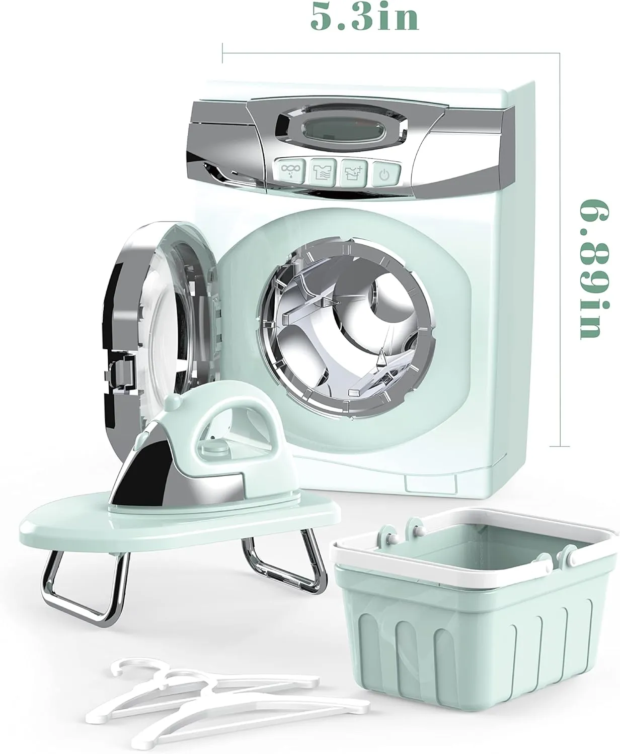 Toy Washing Machine Laundry Set for Kids,Pretend Toy Play Washer and Dryer Set Laundry Playset Machine for Kids,Toy Toddler Mini Washing Machine Little Washer（Blue）