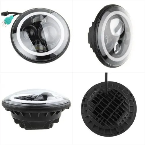 Toyota Landcruiser 40 45 60 75 78 79 series 7 inch LED headlight x 2 new projector lens DRL Halo