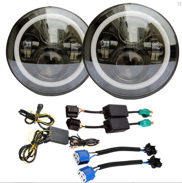 Toyota Landcruiser 40 45 60 75 78 79 series 7 inch LED headlight x 2 new projector lens DRL Halo