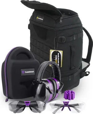 TradeSmart Range Backpack for Handguns, Ammo & Shooting Gear with 3 Lockable Compartments, Ear & Eye Protection Kit Optional