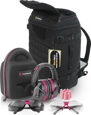 TradeSmart Range Backpack for Handguns, Ammo & Shooting Gear with 3 Lockable Compartments, Ear & Eye Protection Kit Optional