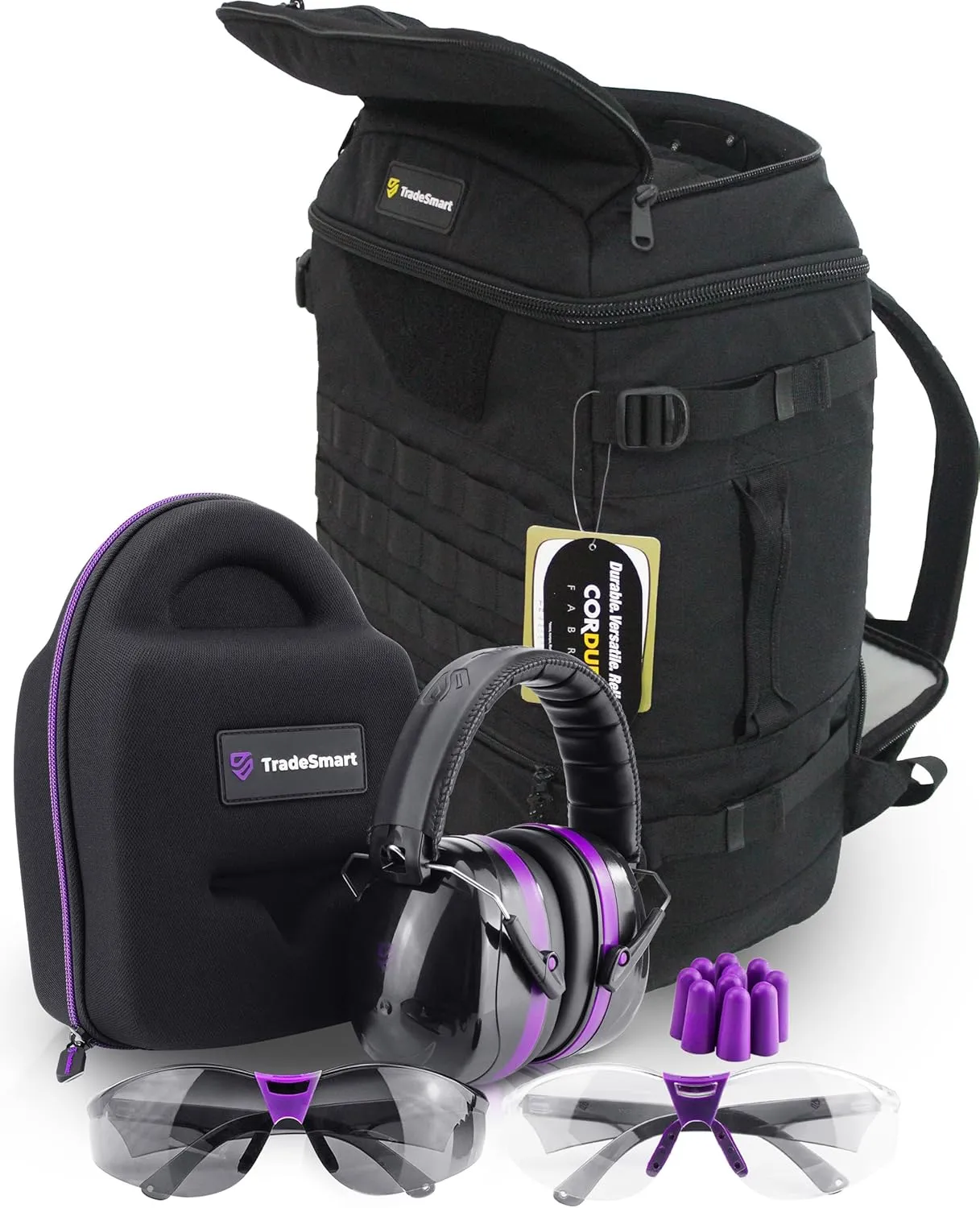 TradeSmart Range Backpack for Handguns, Ammo & Shooting Gear with 3 Lockable Compartments, Ear & Eye Protection Kit Optional