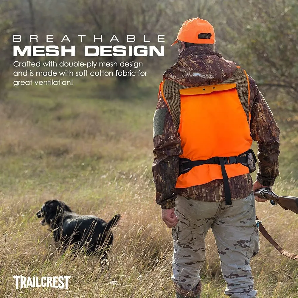 TrailCrest Kid's Orange Safety Deluxe Front Loader Vest High Visibility- Deer Hunting Construction Engineers