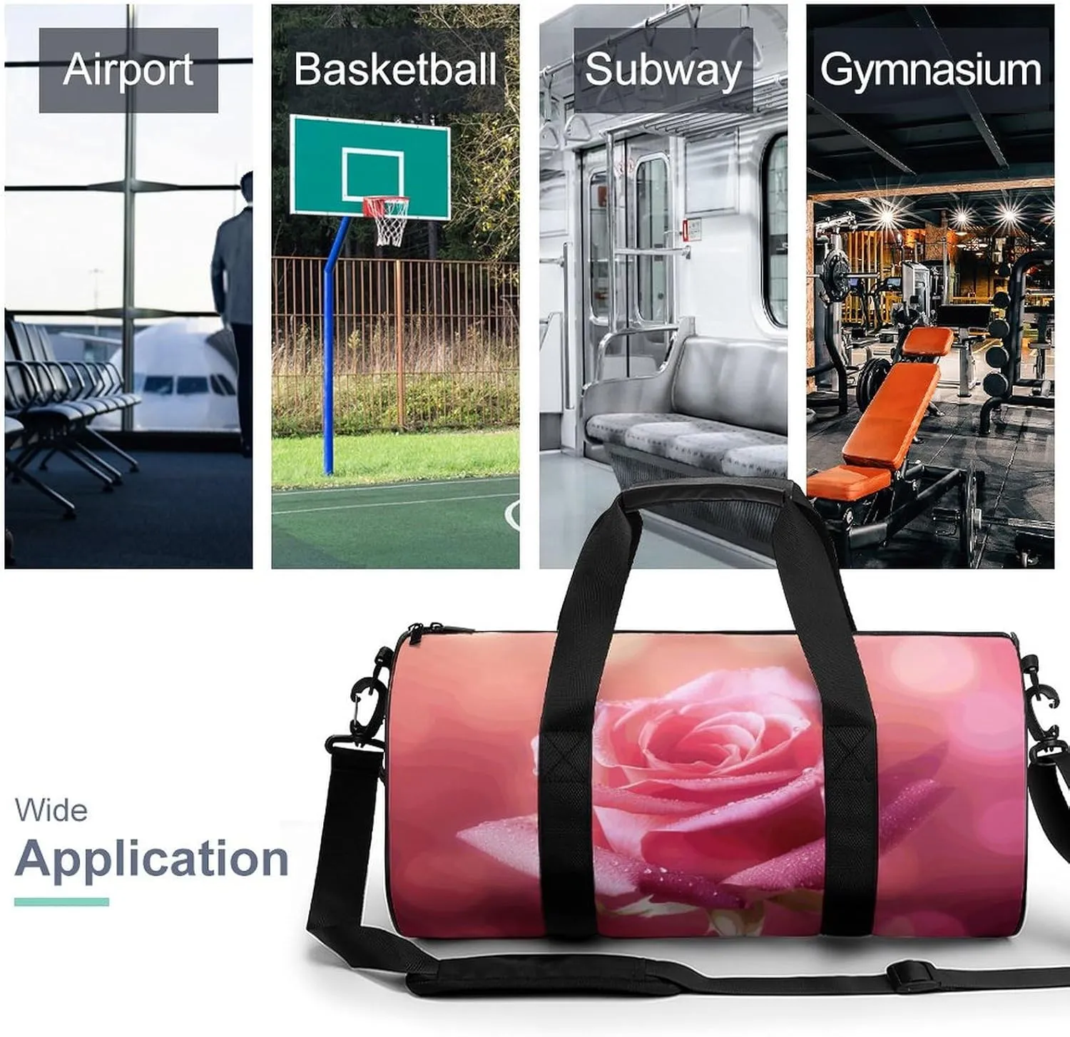 Travel Duffel Bag for Men And Women,Beautiful Flower Images Waterproof Sports Fitness Bag Portable Travel Duffel Bag