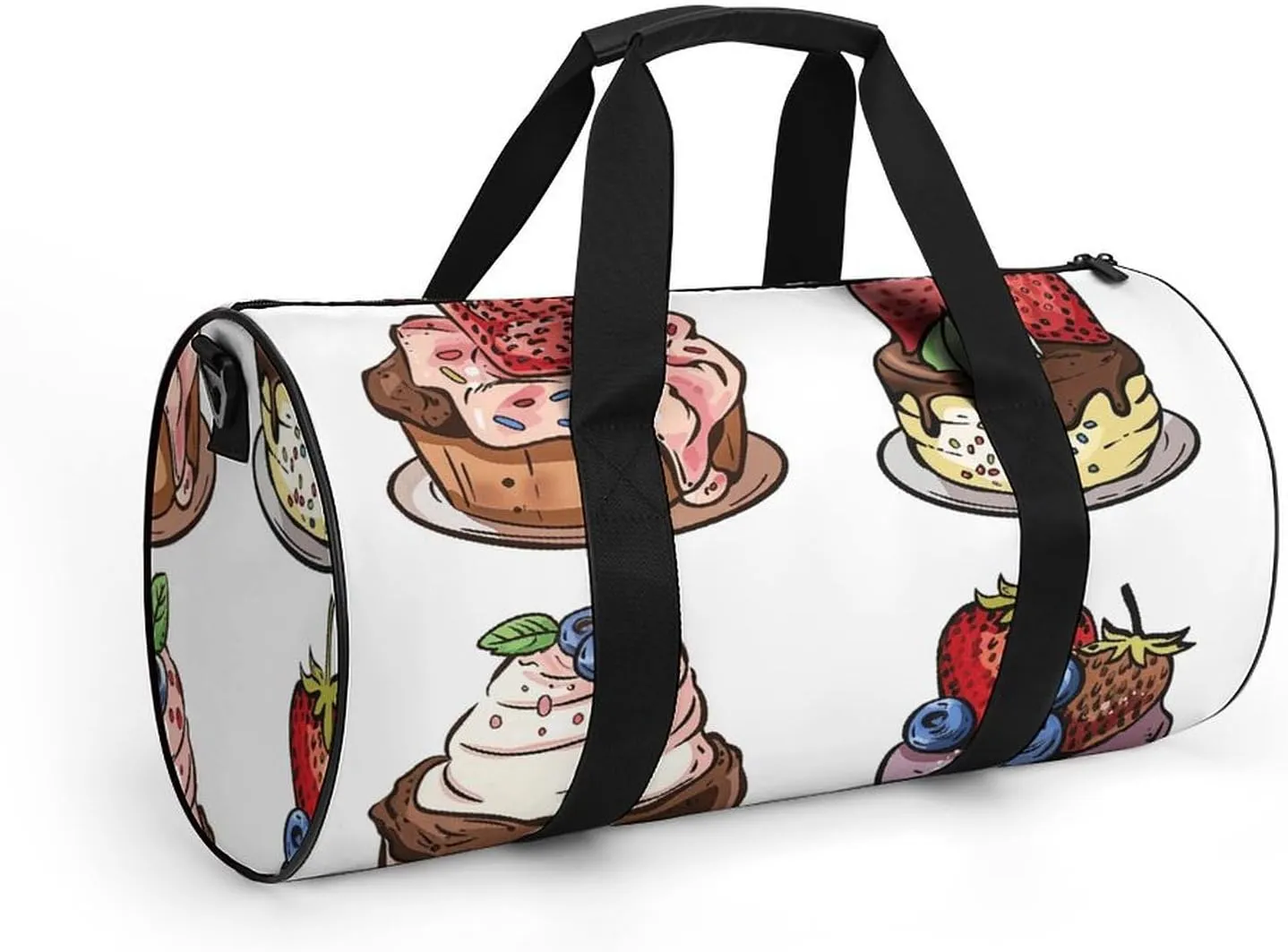 Travel Duffel Bag for Men And Women,Comic Style Pastries Waterproof Sports Fitness Bag Portable Travel Duffel Bag