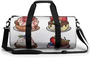Travel Duffel Bag for Men And Women,Comic Style Pastries Waterproof Sports Fitness Bag Portable Travel Duffel Bag