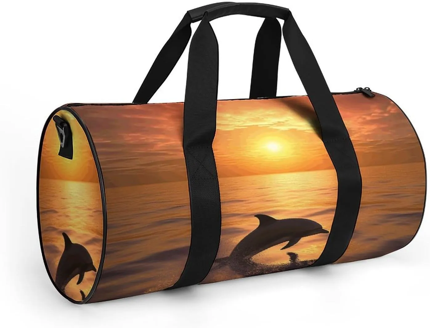 Travel Duffel Bag for Men And Women,Dolphin And Sunset Waterproof Sports Fitness Bag Portable Travel Duffel Bag