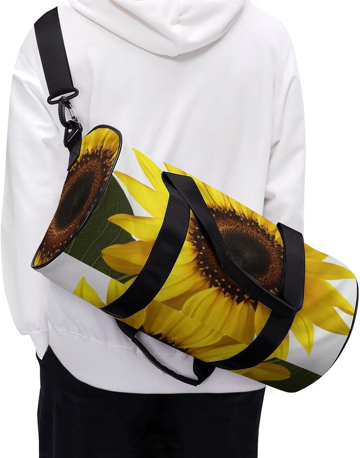 Travel Duffel Bag for Men And Women,Flower Sunflower Waterproof Sports Fitness Bag Portable Travel Duffel Bag