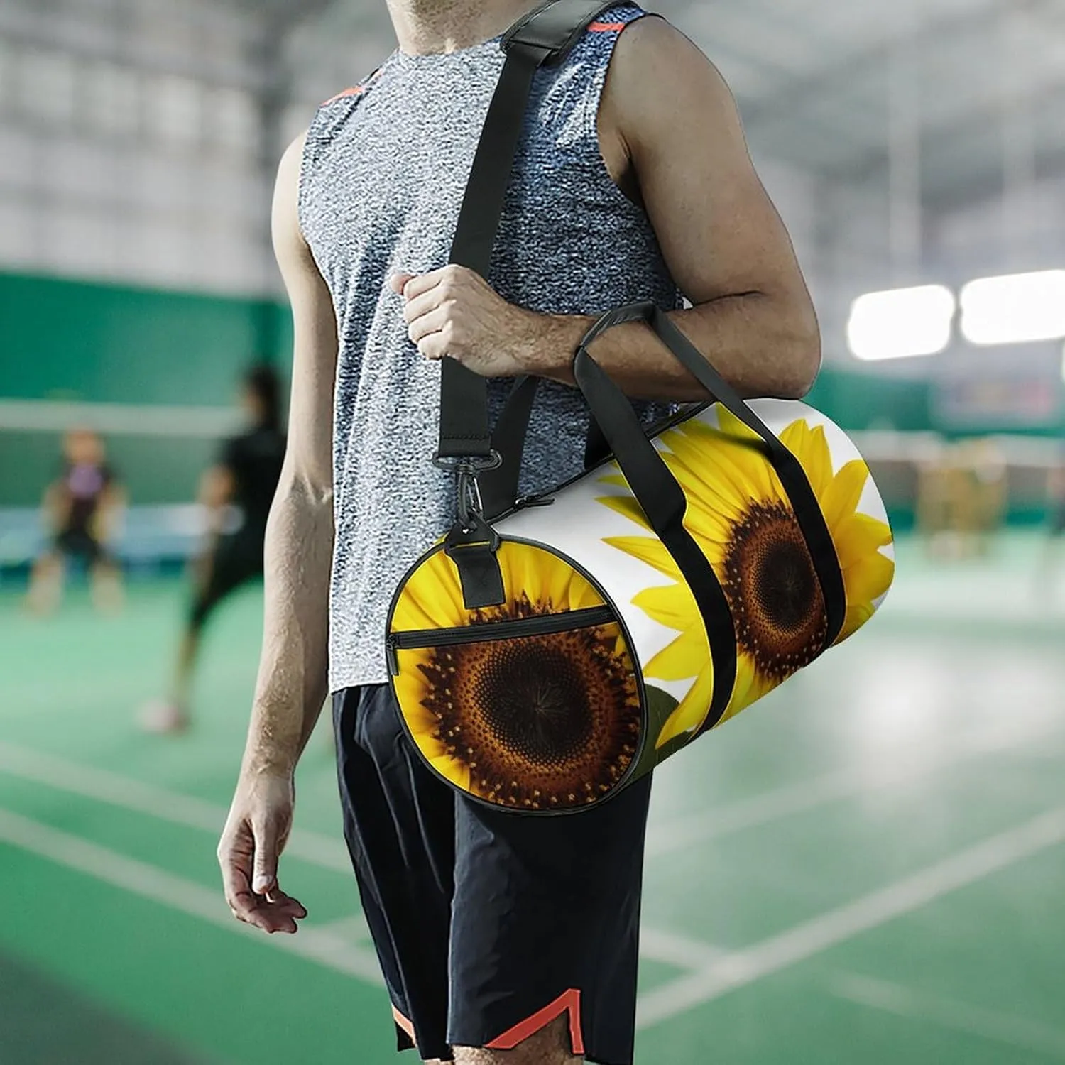 Travel Duffel Bag for Men And Women,Flower Sunflower Waterproof Sports Fitness Bag Portable Travel Duffel Bag