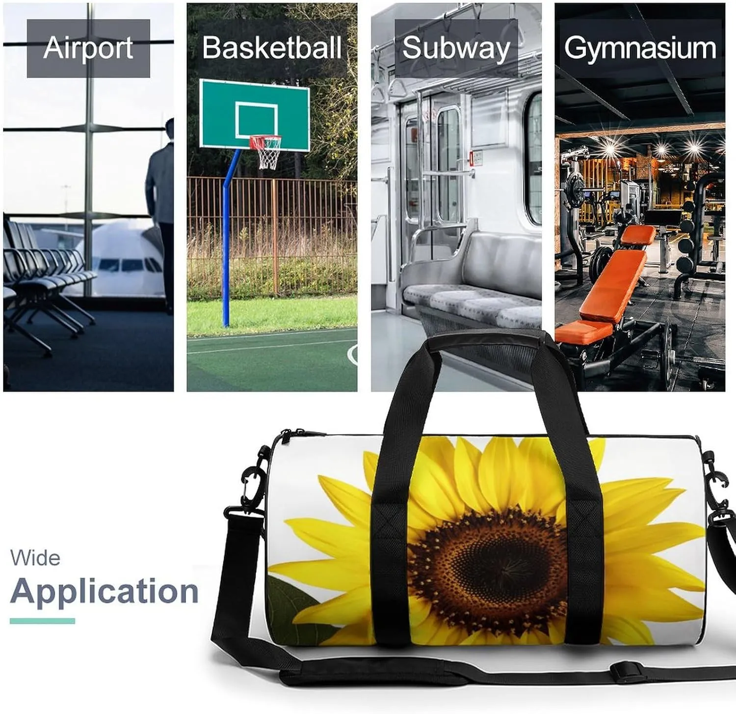 Travel Duffel Bag for Men And Women,Flower Sunflower Waterproof Sports Fitness Bag Portable Travel Duffel Bag
