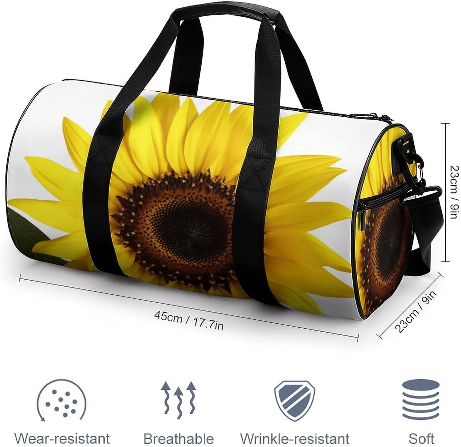 Travel Duffel Bag for Men And Women,Flower Sunflower Waterproof Sports Fitness Bag Portable Travel Duffel Bag