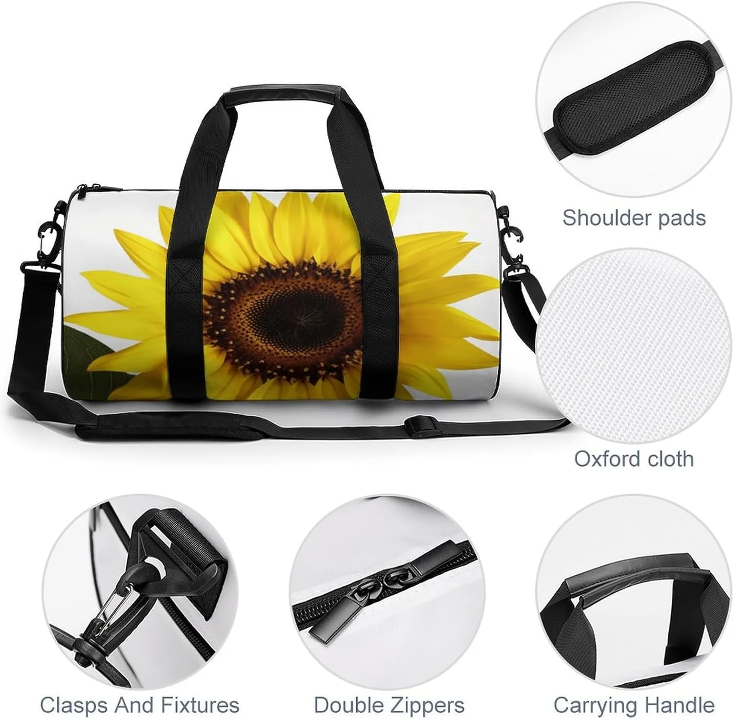 Travel Duffel Bag for Men And Women,Flower Sunflower Waterproof Sports Fitness Bag Portable Travel Duffel Bag