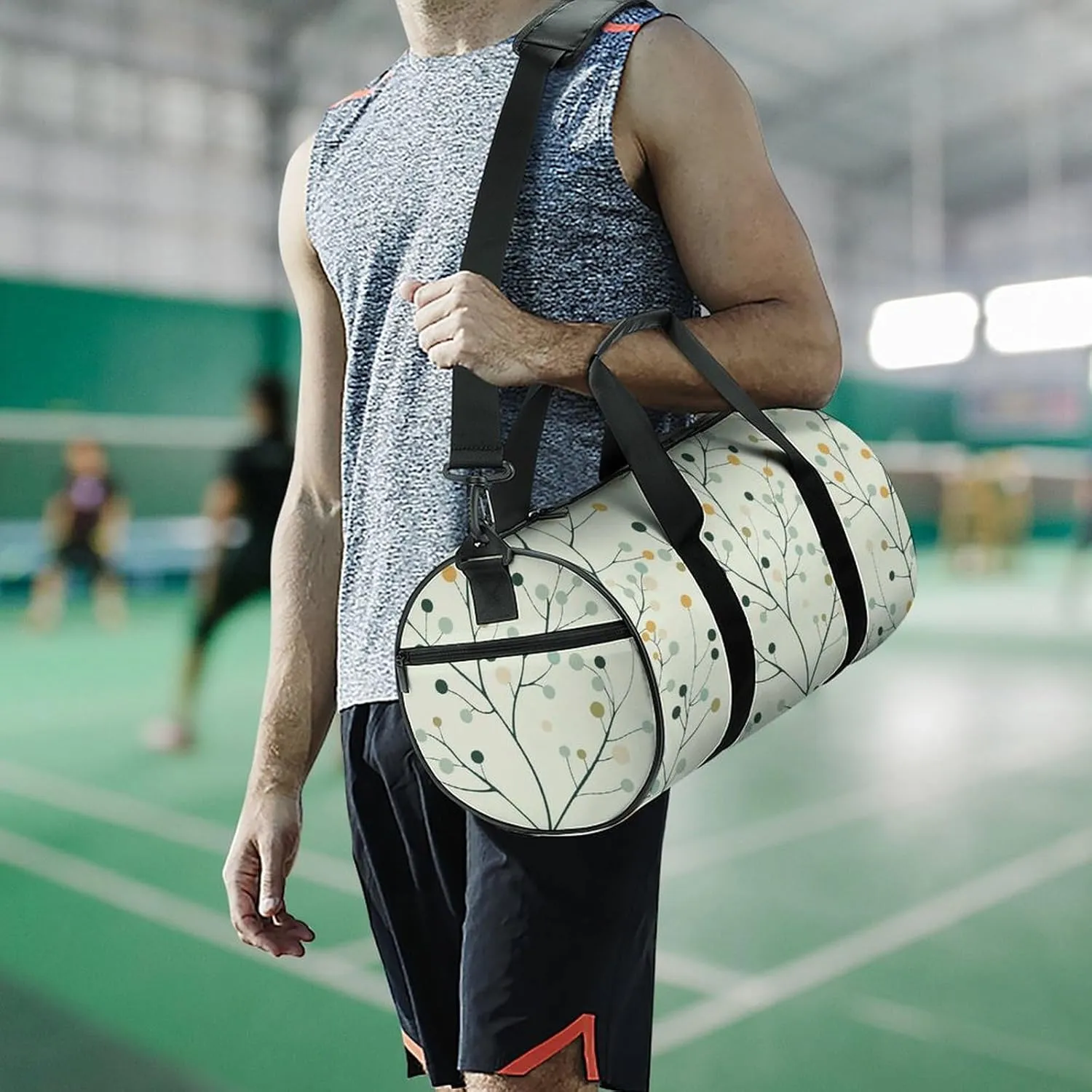 Travel Duffel Bag for Men And Women,Light Mint Pattern Waterproof Sports Fitness Bag Portable Travel Duffel Bag