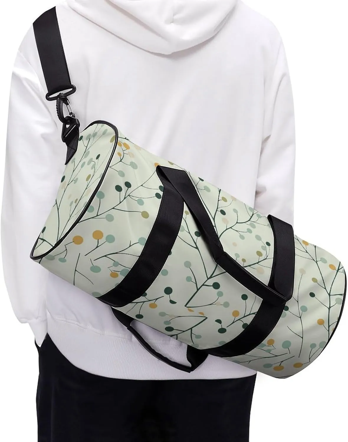 Travel Duffel Bag for Men And Women,Light Mint Pattern Waterproof Sports Fitness Bag Portable Travel Duffel Bag