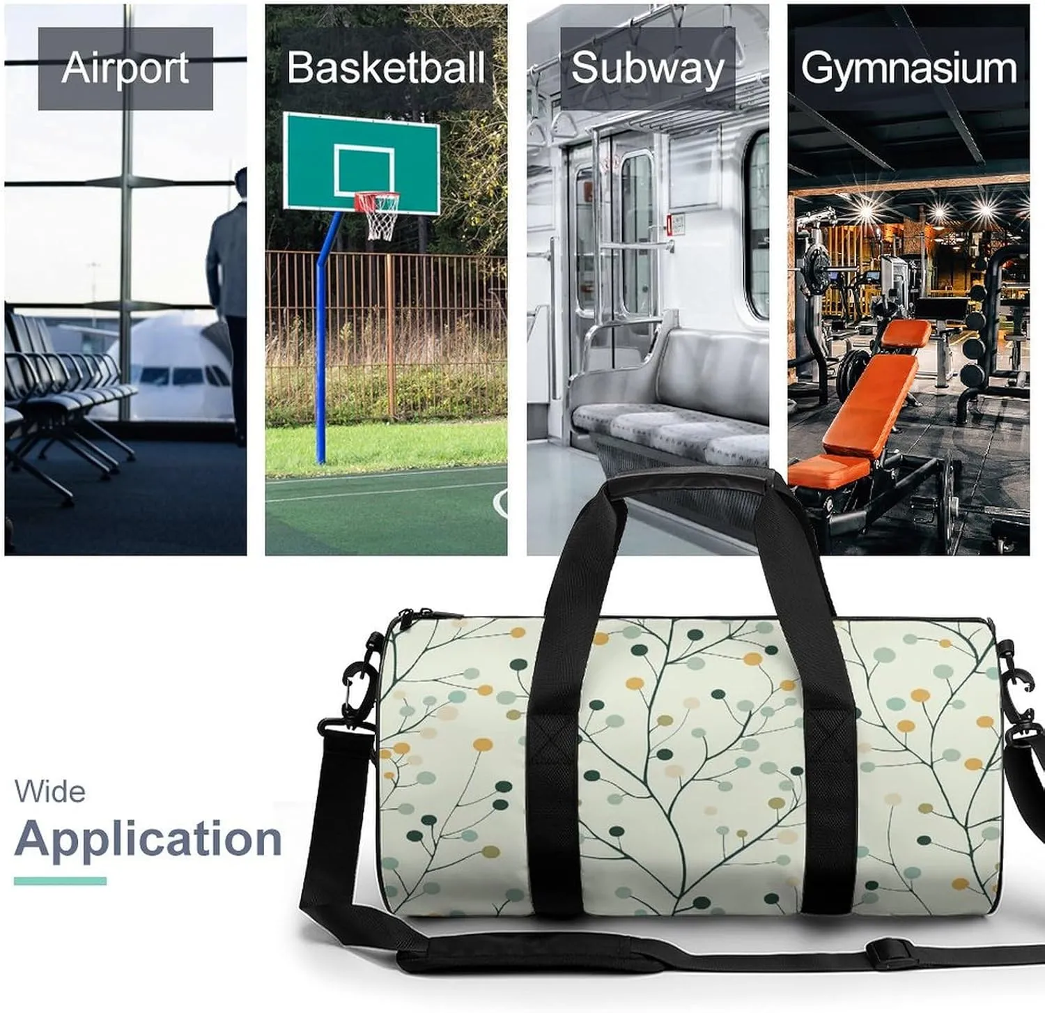 Travel Duffel Bag for Men And Women,Light Mint Pattern Waterproof Sports Fitness Bag Portable Travel Duffel Bag