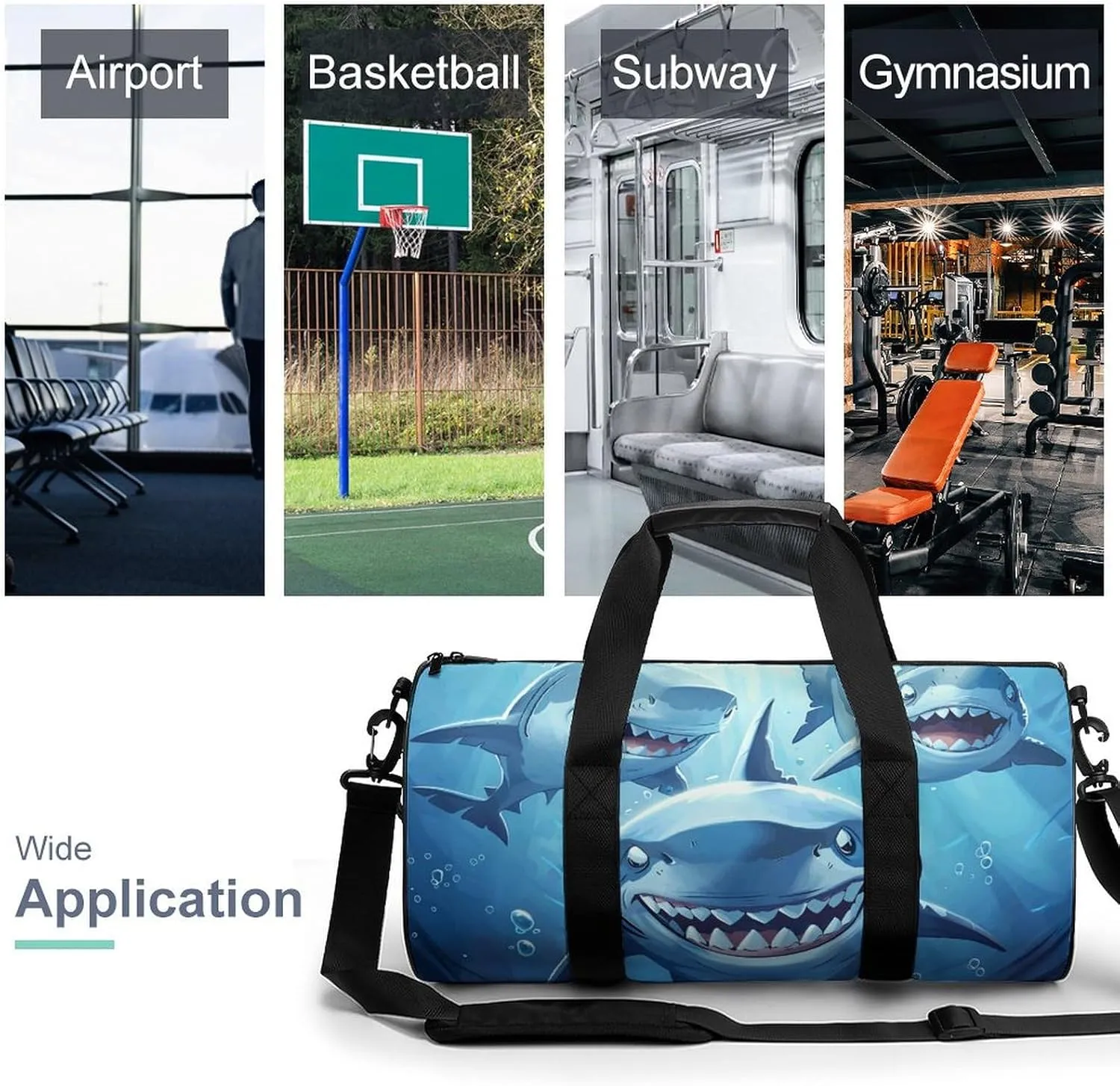 Travel Duffel Bag for Men And Women,Swimming in The Ocean Waterproof Sports Fitness Bag Portable Travel Duffel Bag