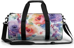 Travel Duffel Bag for Men And Women,Watercolor Floral Waterproof Sports Fitness Bag Portable Travel Duffel Bag