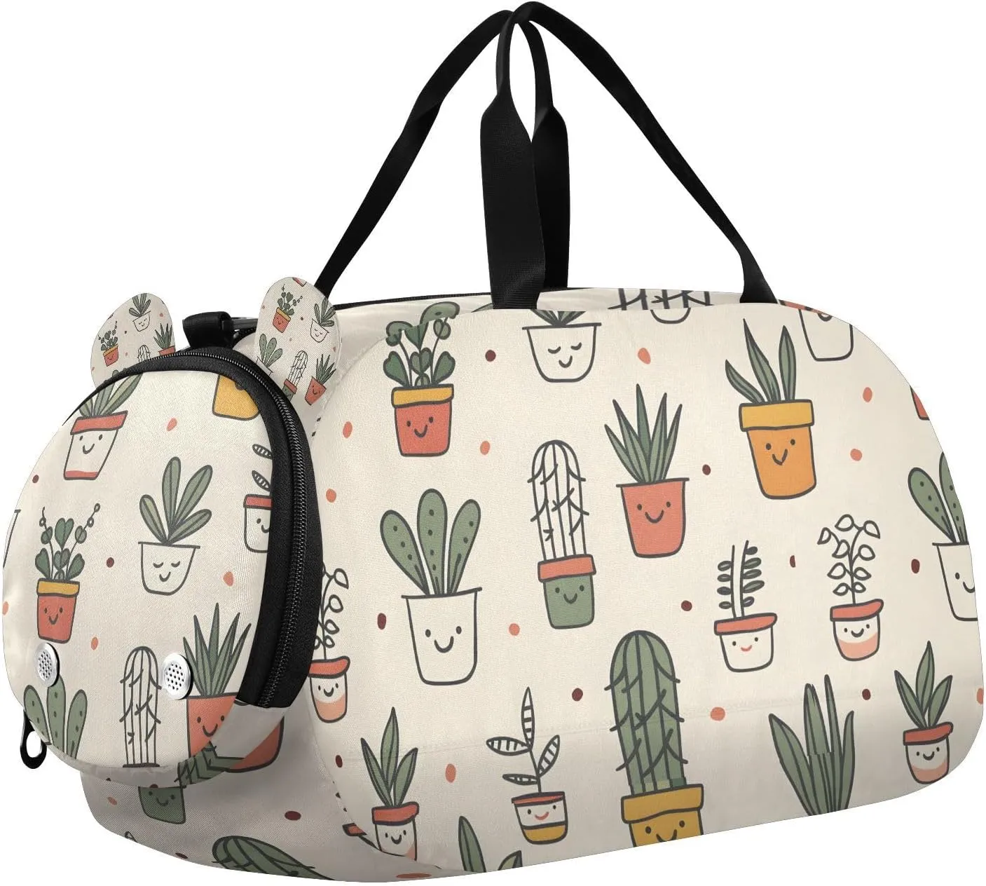 Travel Duffle Bag for Kids Boys Girls Cactus Tropical Plants Leaves Sports Bag Overnighter Duffle Sleepover Weekender with Shoes Compartment