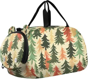 Travel Duffle Bag for Kids Boys Girls Colorful Tree Winter Sports Bag Overnighter Duffle Sleepover Weekender with Shoes Compartment