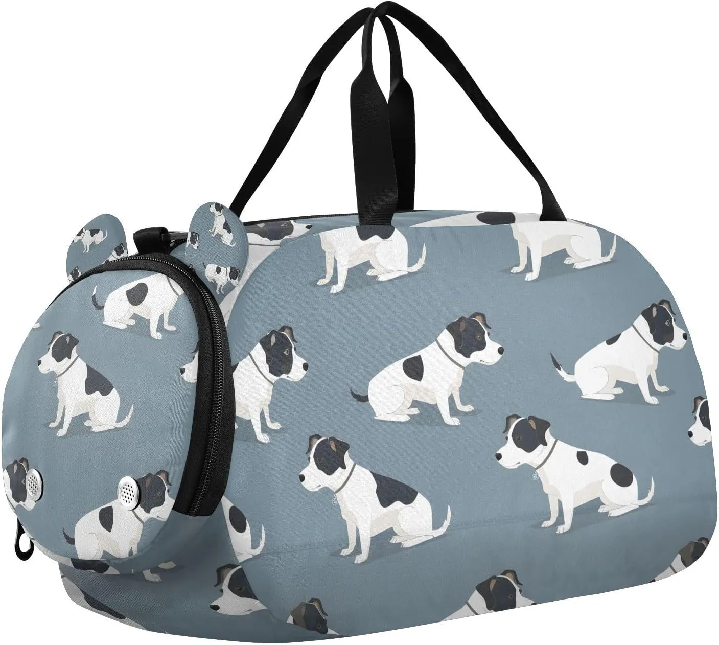 Travel Duffle Bag for Kids Boys Girls Dog Blue Doodle Sports Bag Overnighter Duffle Sleepover Weekender with Shoes Compartment