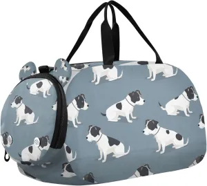 Travel Duffle Bag for Kids Boys Girls Dog Blue Doodle Sports Bag Overnighter Duffle Sleepover Weekender with Shoes Compartment