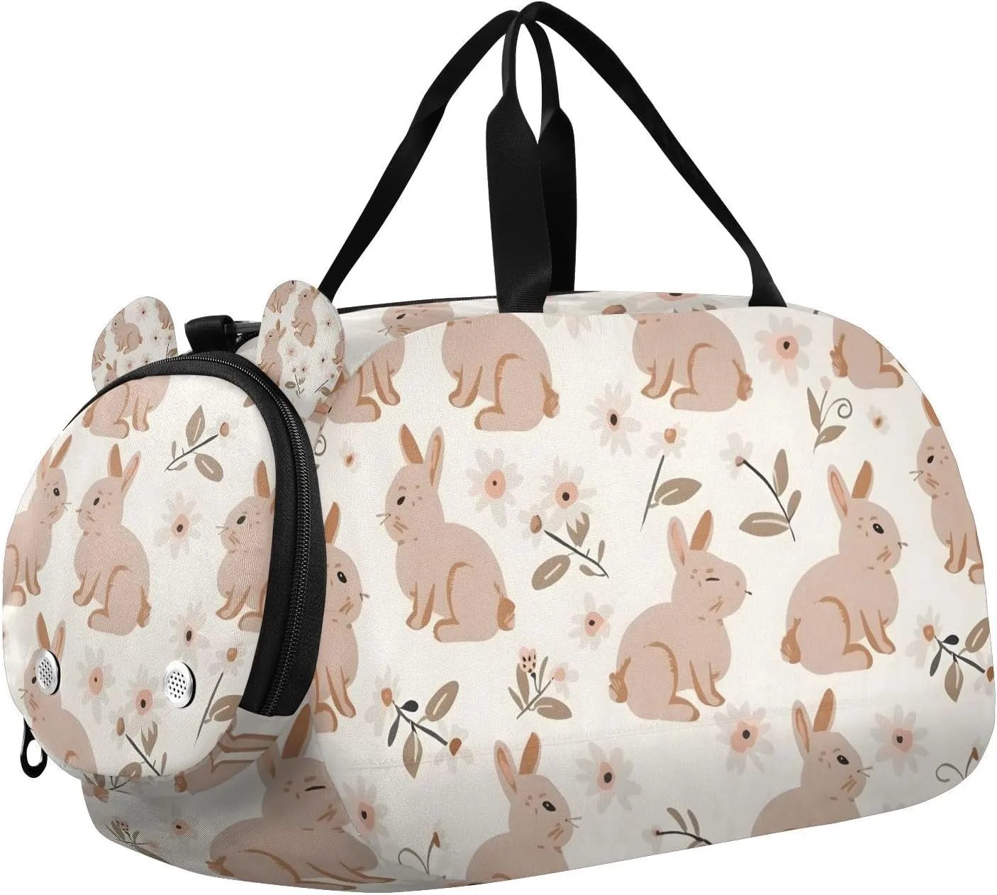 Travel Duffle Bag for Kids Boys Girls Rabbits Forest Animal Bunny Sports Bag Overnighter Duffle Sleepover Weekender with Shoes Compartment