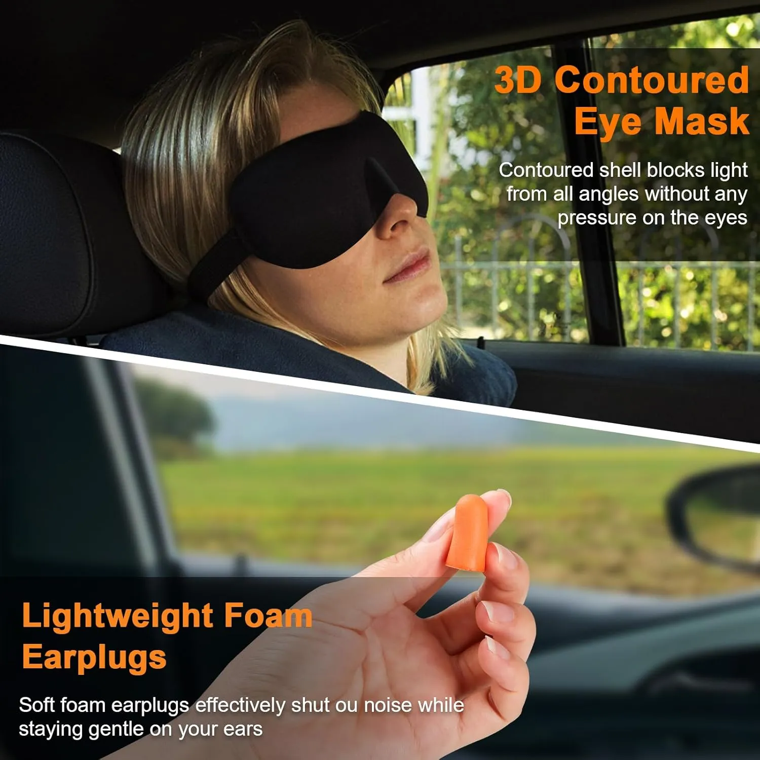 Travel Pillow - Hooded Neck Pillow Airplane, Memory Foam Pillow for Plane, Office, Cars Sleeping, Long Flight Must Haves, Road Trip Essentials Accessories for Adults (Black)