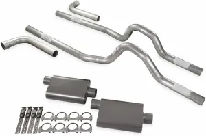 Truck Exhaust Kits - Shop Line Dual Exhaust System 2.5 inch Aluminized 2 Chamber Mufflers Side Exit Fits C/K 10 Half Ton 73 to 80