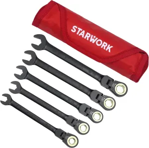 TRUE MECHANIC™ 5Pc. 120T SAE&Metric Flexible Ratcheting Wrench Set, Professional, With Roll-Up Pouch Bag
