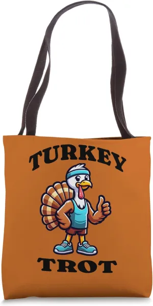 Turkey Trot Run Thanksgiving Running Mascot Funny Tote Bag