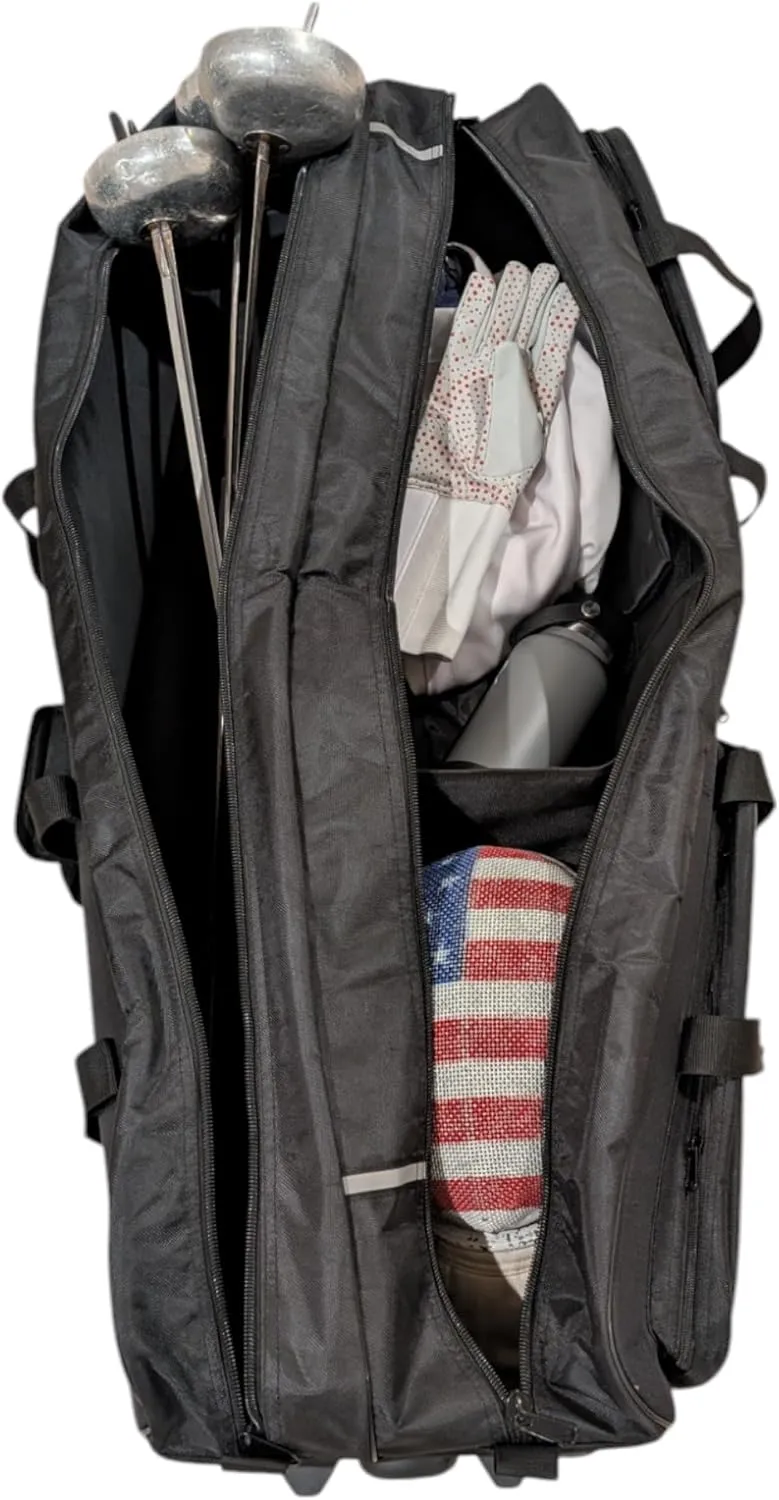 Two Compartment Fencing Bag, Carry Sports Equipment Bag for Foil Epee and Saber, Travel Gear, Competition Bag with Straps, Elite Competition Bag