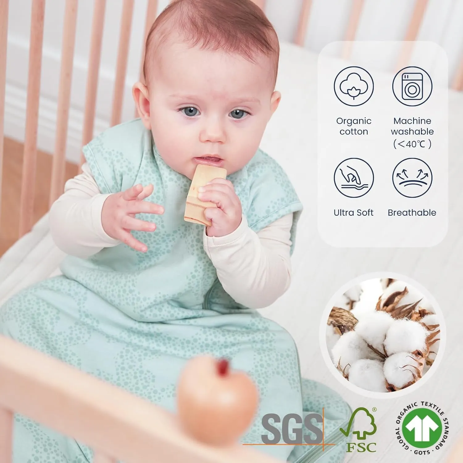 Unisex Sleeping Bag for Babies and Toddlers 1.0 Tog Sleep Sack 6-18 Months, Baby Sleep Sack, Newborn Sleep Sack, Wearable Blanket Baby,One Piece Sleeveless Sleep Sack,Gifts for Baby