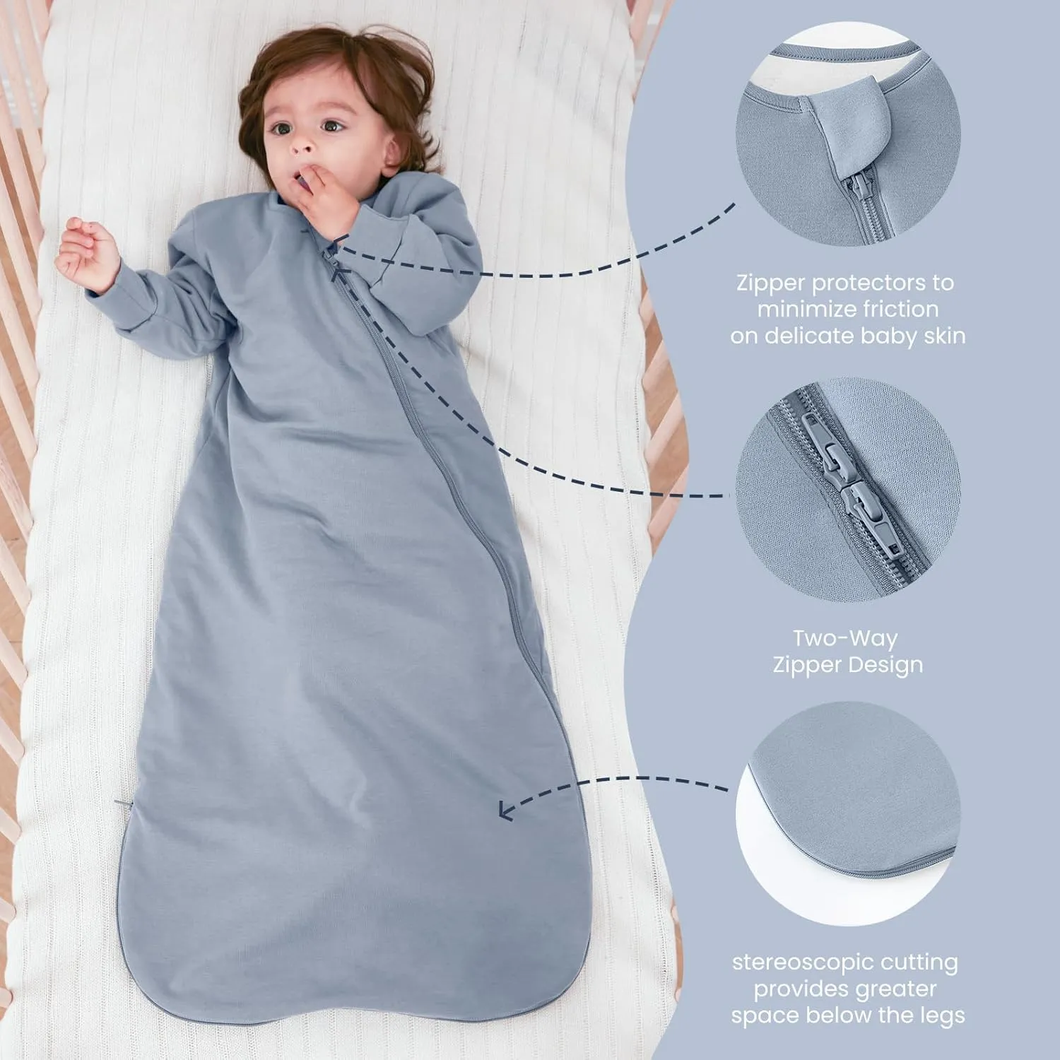 Unisex Sleeping Bag for Toddlers 3.5 Tog Sleep Sack 18-36Months, Long Sleeve Sleep Sack, Wearable Blanket, One Piece with Sleeves, Gifts