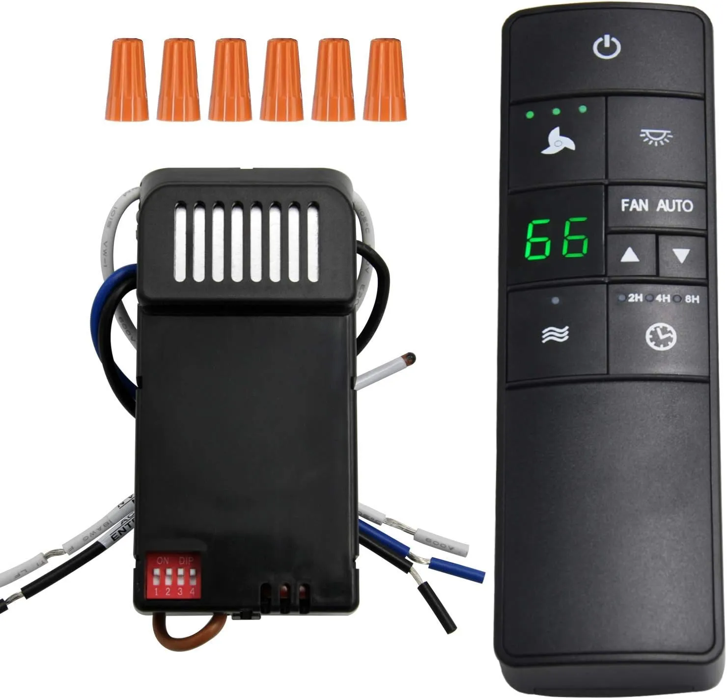 Universal Thermostatic Ceiling Fan Remote Control Kit Replacement for Hampton Bay Home Decorators Collection Hunter, with Small Receiver Timer Light Dimmer, Works 3-Speed 110V AC Ceiling Fans