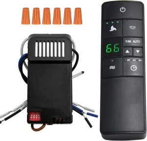 Universal Thermostatic Ceiling Fan Remote Control Kit Replacement for Hampton Bay Home Decorators Collection Hunter, with Small Receiver Timer Light Dimmer, Works 3-Speed 110V AC Ceiling Fans