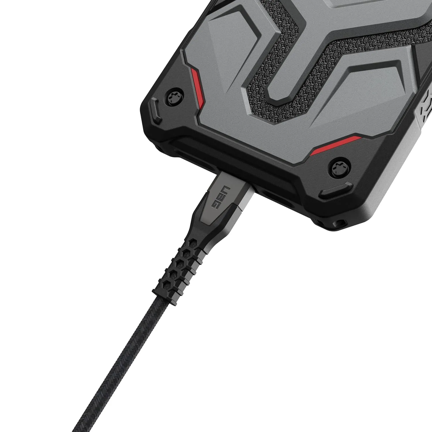 URBAN ARMOR GEAR UAG Rugged Kelvar Core USB-C to USB-C Cable 5ft/1.5m 60W Power Delivery PD Reinforced Fast Charging Cable for iPhone 16, MacBook, iPad Pro, Samsung Galaxy S25, Black/Gray