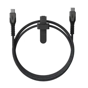 URBAN ARMOR GEAR UAG Rugged Kelvar Core USB-C to USB-C Cable 5ft/1.5m 60W Power Delivery PD Reinforced Fast Charging Cable for iPhone 16, MacBook, iPad Pro, Samsung Galaxy S25, Black/Gray