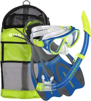 U.S. Divers Dorado Ii Pro Jr Mask, Sea Breeze Snorkel, Proflex Fins Set with Gear Bag, Yellow/Blue, Medium