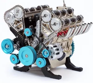 v8 Engine Model kit That Works Metal Mechanical Metal Assembly DIY Car Engine Model Kit 500 Pcs Educational Experiment (8 Cylinder Engine)