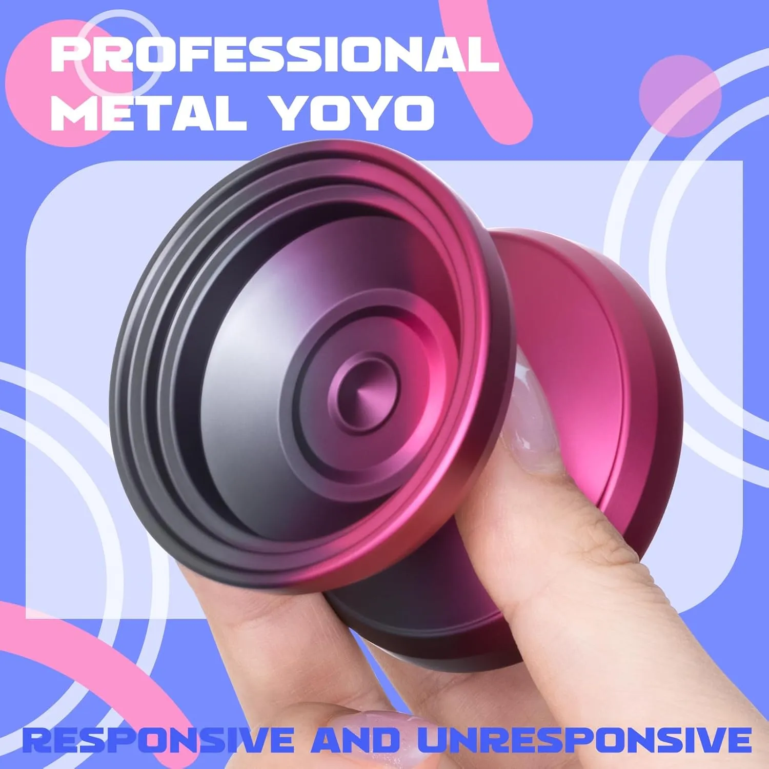 V8 Yoyo Professional Yoyo for Kids Beginners, Responsive Yo Yo Dual Purple Yo-yo Replacement Unresponsive Yo-yo Bearing for Adults   12 Strings, Case Bag, Removal Tool (Grey Red)