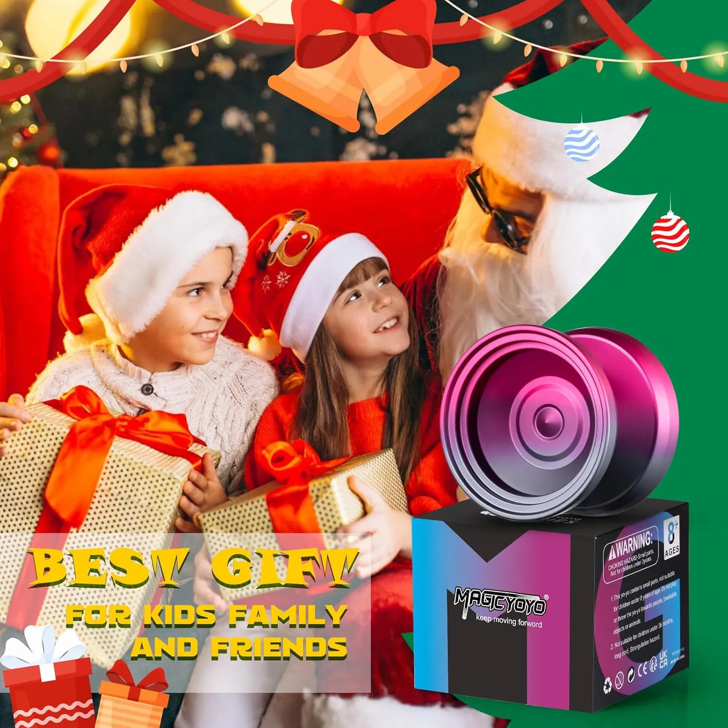 V8 Yoyo Professional Yoyo for Kids Beginners, Responsive Yo Yo Dual Purple Yo-yo Replacement Unresponsive Yo-yo Bearing for Adults   12 Strings, Case Bag, Removal Tool (Grey Red)