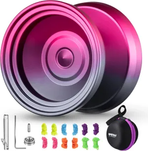 V8 Yoyo Professional Yoyo for Kids Beginners, Responsive Yo Yo Dual Purple Yo-yo Replacement Unresponsive Yo-yo Bearing for Adults   12 Strings, Case Bag, Removal Tool (Grey Red)