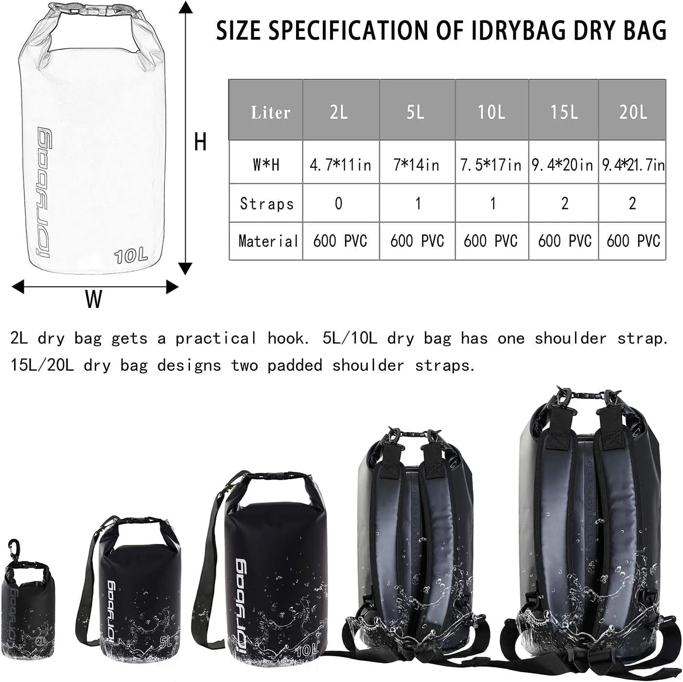 Waterproof Backpack Dry Bag 2L