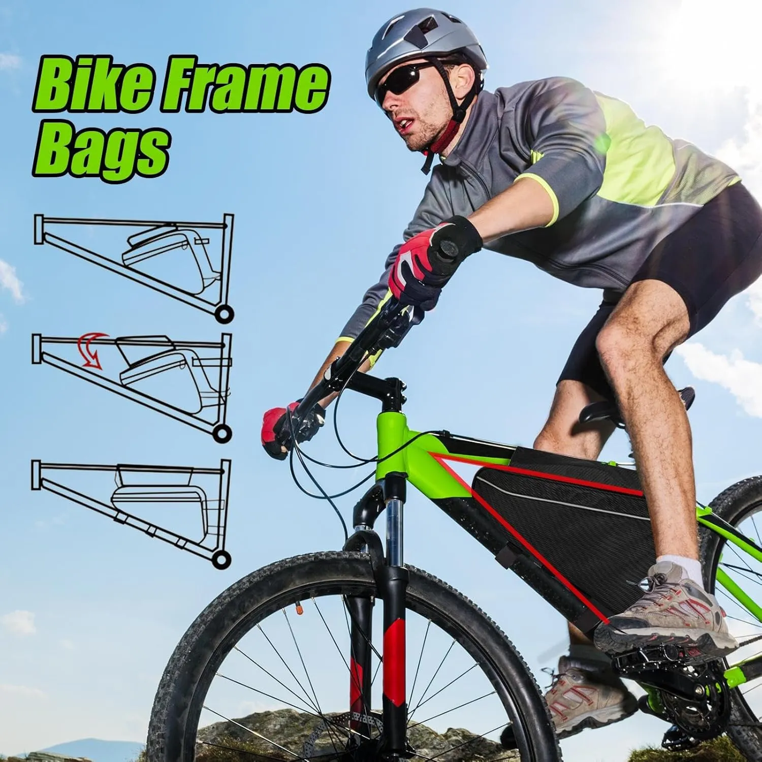 Waterproof Bike Frame Bag - Frame Bag | Waterproof Nylon Storage Bag for Bicycles | Versatile Lightweight Storage Package for Tools