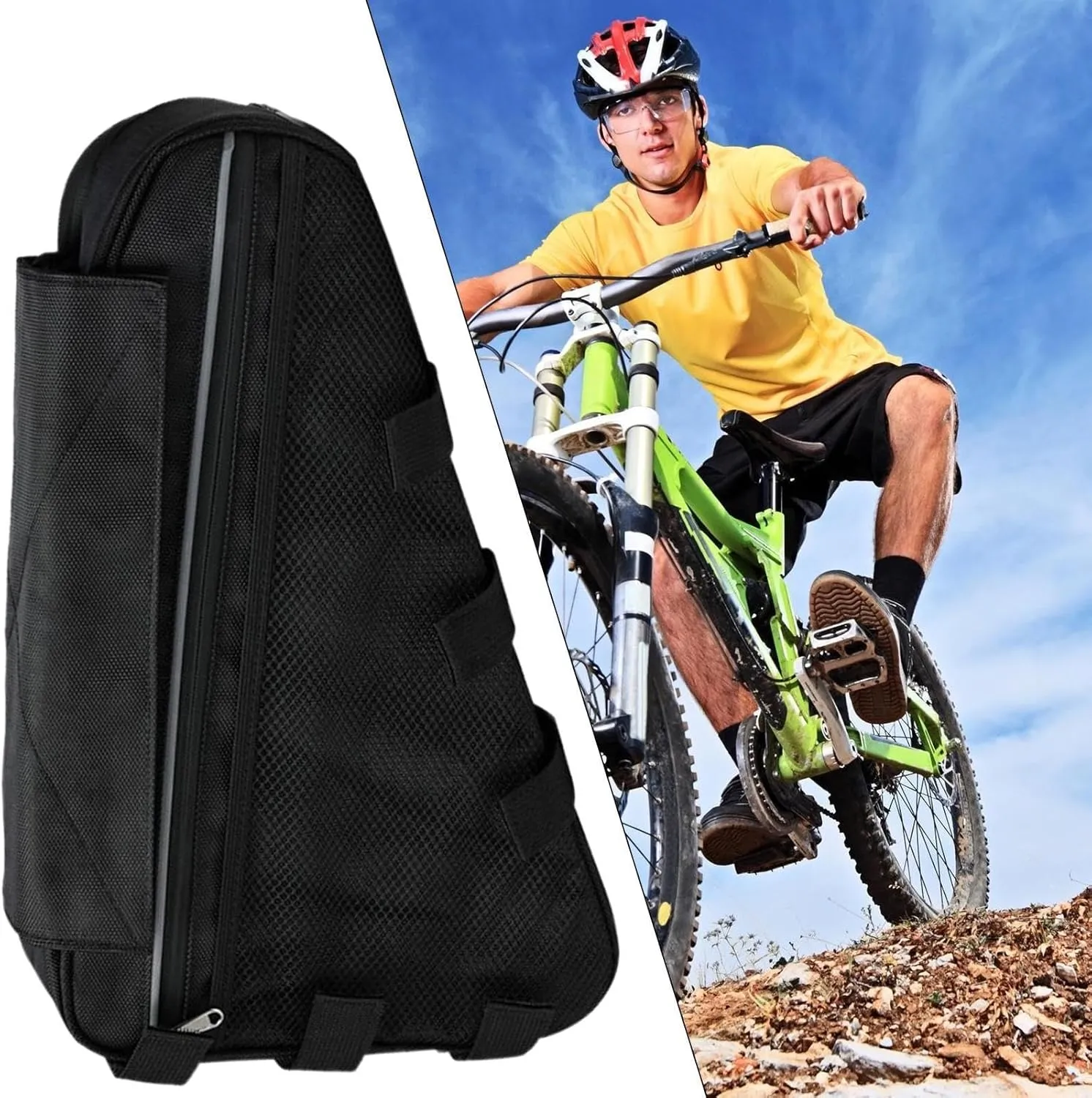 Waterproof Bike Frame Bag - Frame Bag | Waterproof Nylon Storage Bag for Bicycles | Versatile Lightweight Storage Package for Tools